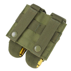 Condor Elite grenade pouch closeup olive drab, durable fabric protects contents in rugged environments.