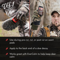 Conquest Scents Vs-1 in a decoy setup demonstrates powerful buck attraction without spills.