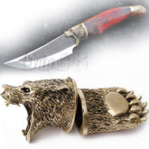CooB bronze finger guard detail enhances grip and precise customization for custom knives
