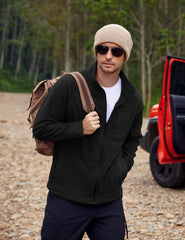 COOFANDY fleece jacket pocket detail with secure zippers for essentials on the go