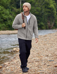 COOFANDY fleece jacket pocket detail with secure zips for daily essentials