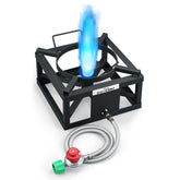 Cookamp high-pressure jet-burner provides rapid outdoor cooking for backyard gatherings.