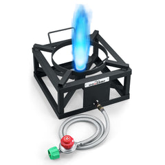 Cookamp high-pressure jet-burner provides rapid outdoor cooking for backyard gatherings.
