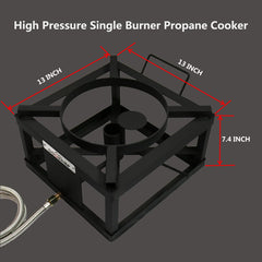 Cookamp propane stove with carrying-handle enables easy transport to camping trips.