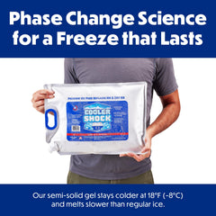 Cooler Shock ice pack being filled with water through the funnel.