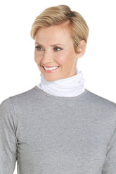 Coolibar Sun Neck Gaiter Key West White front view showing UPF 50+ protection