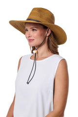 Coolibar Tempe sun hat front view shows UPF 50+ protection for daily sun exposure.