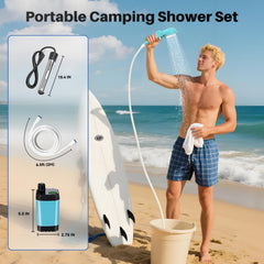 COOLIGO 2000W auto-off immersion heater powers quick warm showers outdoors.