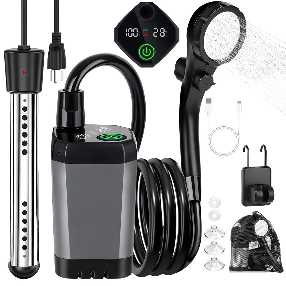 COOLIGO shower head provides adjustable spray for outdoor camping cleansing