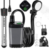COOLIGO shower head provides adjustable spray for outdoor camping cleansing