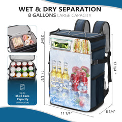 COOLREX Large Backpack Cooler dry-wet separation design keeps sandwiches dry.