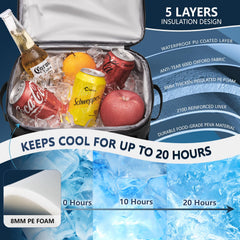 COOLREX Large Backpack Cooler insulation keeps drinks cold for hours.