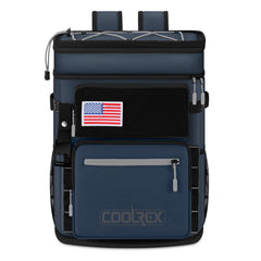 COOLREX Large Backpack Cooler top compartment keeps snacks organized for on-the-go trips.