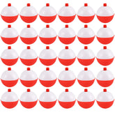Coopay 30pcs hard ABS fishing bobbers, 1.5 inch, red and white, front view