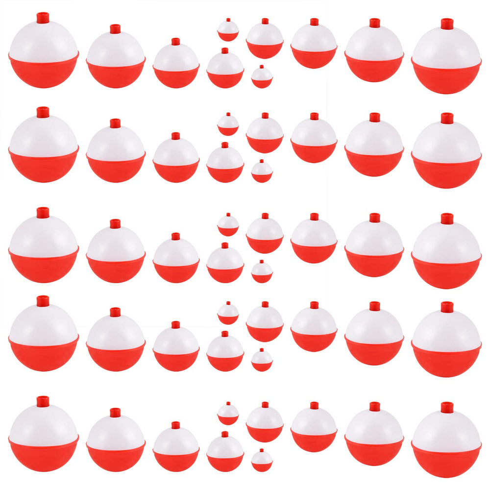Coopay fishing bobbers set 50pcs in red and white ABS floats
