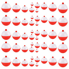 Coopay fishing bobbers set 50pcs in red and white ABS floats