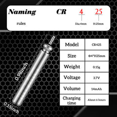 CR425 battery dimensions 25 x 4 mm