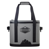 Cordova Outdoors Backcountry Daypack Soft Cooler shows 24-can capacity for picnics and hikes.