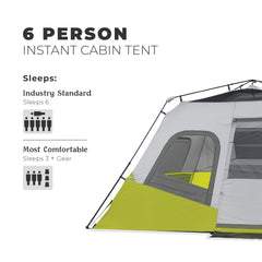 CORE 6-Person Instant Cabin Tent interior space for air beds and gear