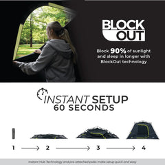 CORE Blackout 6P sleeping area – 11x9 ft space for two queen beds.