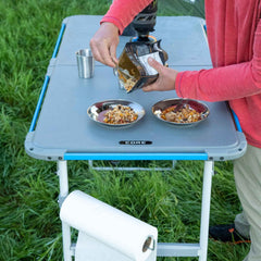 CORE Outdoor Camp Table tabletop close-up shows stain-resistant surface for easy cleaning