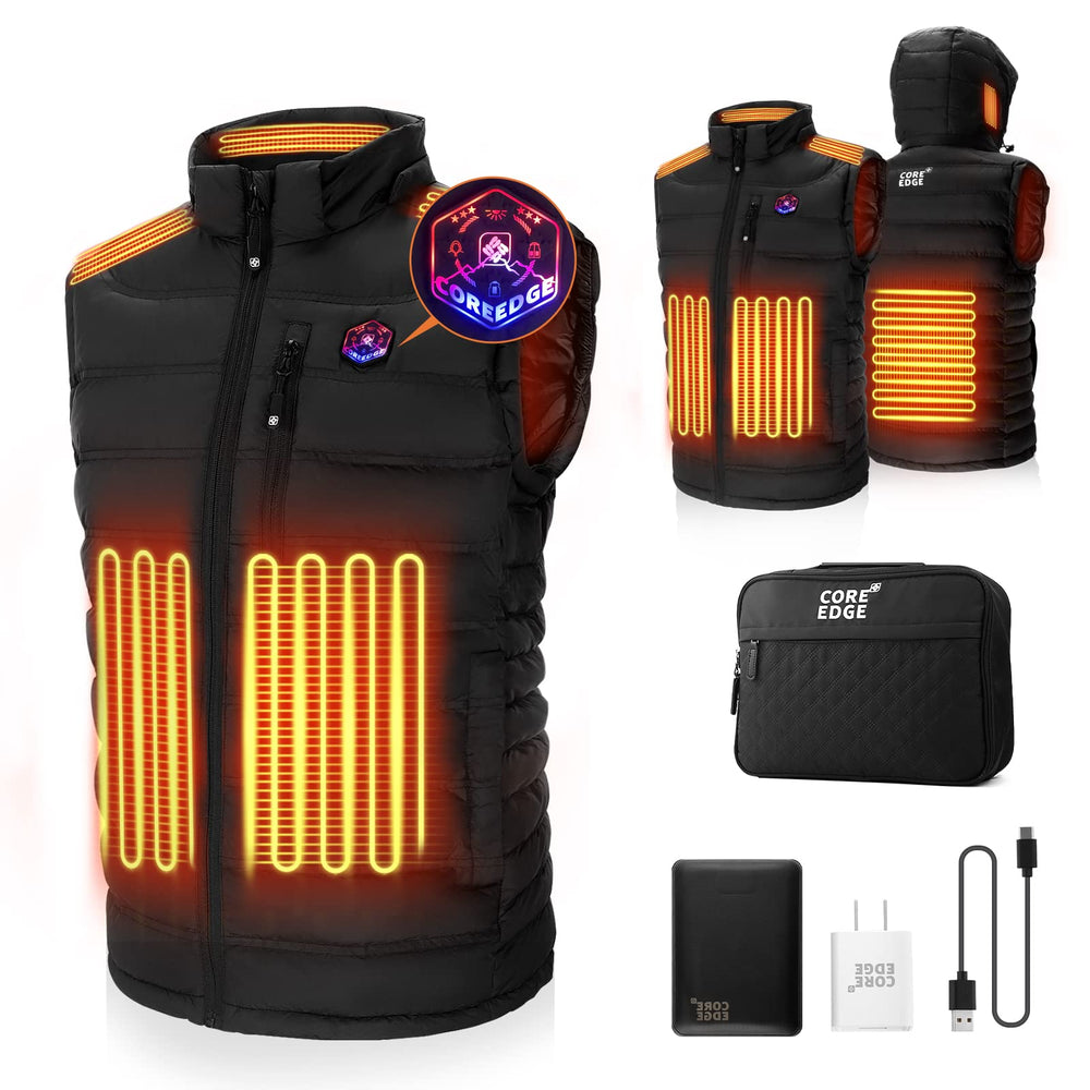 COREEDGE heated vest front view showing streamlined warmth-ready silhouette for outdoor use