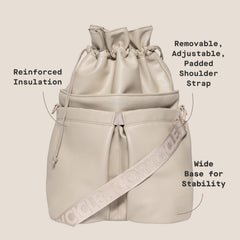 Corkcicle Beverage Bucket Cooler Bag uses all-day insulation to preserve cold beverages for hours.