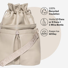 Corkcicle Beverage Bucket Cooler Bag with water-resistant exterior protects drinks on the go.