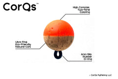 CorQs cork strike indicator on the line boosts buoyancy for easier casting