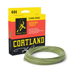 Cortland Modern Trout Line Moss spool closeup for stealthy presentations.