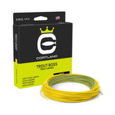 Cortland Trout Boss line in green-yellow, ready for versatile trout setups.