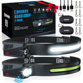 COSOOS headlamp front view highlighting compact, lightweight design for outdoor use.