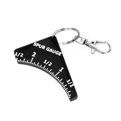 Costume Wizard turkey spur gauge with clip, front view for fast field access.