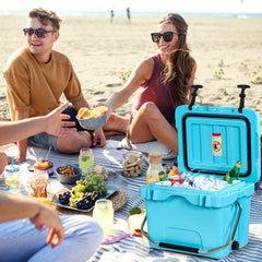 COSTWAY 16-Quart Cooler top view with cup holders for easy access