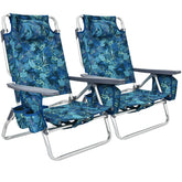 COSTWAY 2-pack beach chairs with 5-position backrest for customized lounging.