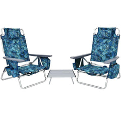 Costway backpack beach chairs set front view for scenic ocean lounging