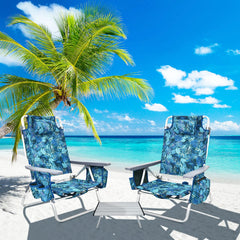 Costway backpack beach chairs set side table detail for drinks and snacks