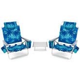 Costway backpack beach chairs set with two chairs and table for seaside relaxation.