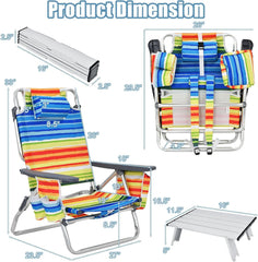 Costway beach chairs feature five-position recline for customizable comfort.