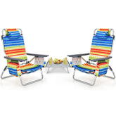 Costway beach chairs set with folded side table for portable outdoor seating.