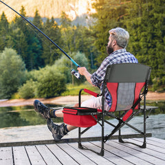 Costway director chair side table keeps drinks within easy reach.
