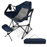 COSTWAY folding camping chair with extended retractable footrest for comfort