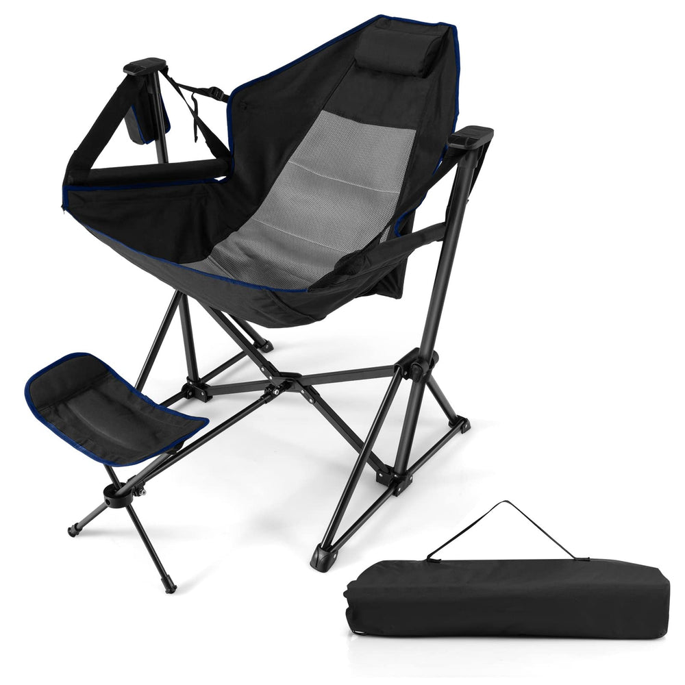 COSTWAY folding camping chair with footrest for relaxed outdoor seating