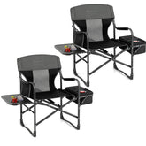 COSTWAY folding camping chair with side table for convenient outdoor dining.