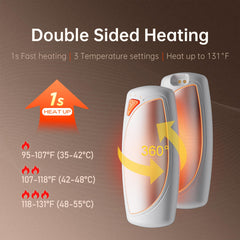 COTOP hand warmers dual heating surfaces provide even warmth on hands.