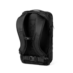 Cotopaxi Allpa 28L travel pack black back view highlighting luggage pass-through compatibility