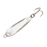 Cotton Cordell CC Spoon closeup shows silver finish and hammered sides for baitfish flash