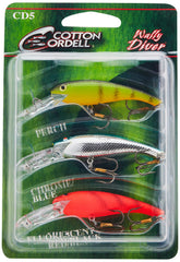 Cotton Cordell Wally Diver 3-pack assortment demonstrating versatile walleye lures.