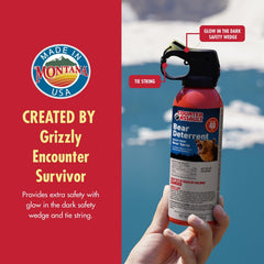 Counter Assault formula with 2% capsaicin for strong deterrence in the wild.