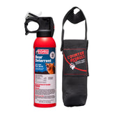 Counter Assault bear spray with 32-foot range for hiking protection.